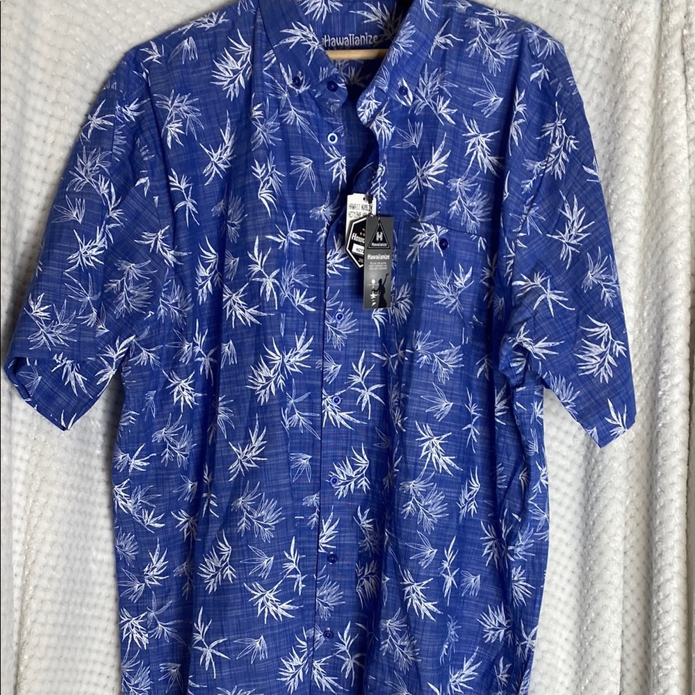 Hawaiianize Resort Wear Blue and White Men's Hawaiian Shirt